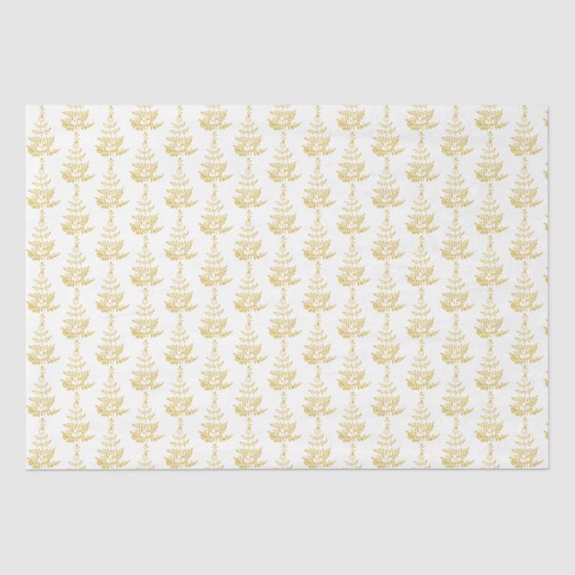 Papier Mousseline Holiday White and Gold Tree (Recto)