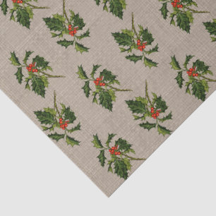 Papier Mousseline Holly avec baies rouges sur Arrière - plan naturel