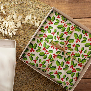 Papier Mousseline Holly Berries Holly Feuilles Mistletoe Holiday