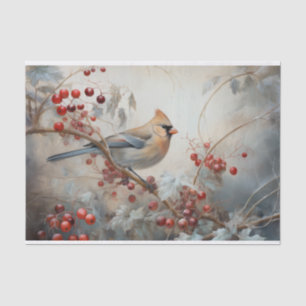 Papier Mousseline Holly Berry Cardinal de Noël en Hiver Découpage