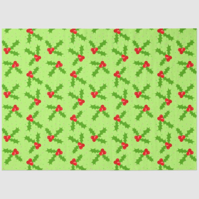 Papier Mousseline Holly et dots_green (Recto)