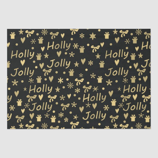 Papier Mousseline Holly Jolly Noël (Recto)