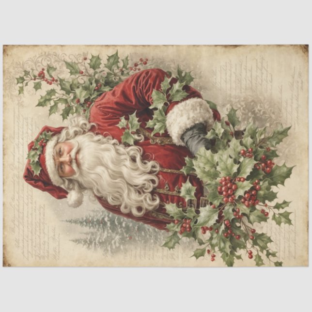 Papier Mousseline Holly Jolly Père Noël (Recto)