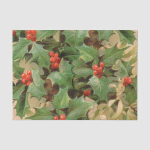 Papier Mousseline Holly Tree Noël Vintage