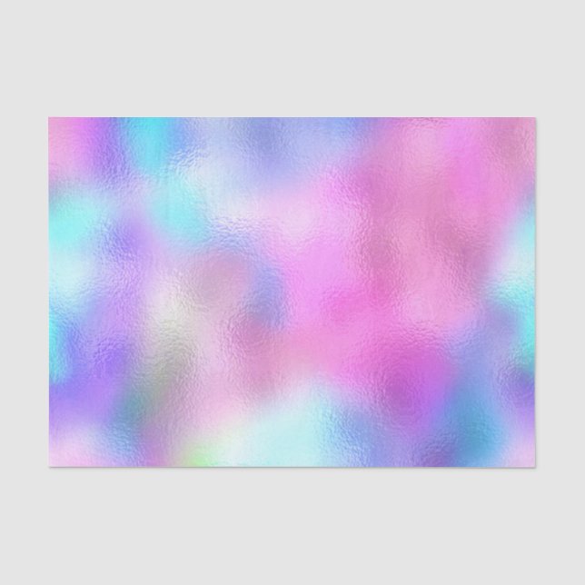 Papier Mousseline Holographique Pink Pastel Baby Blue Bridal Sweet16 (Recto)