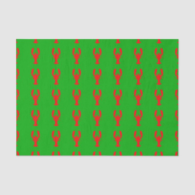 Papier Mousseline Homard De Noël Côtier Vert Et Rouge (Recto)