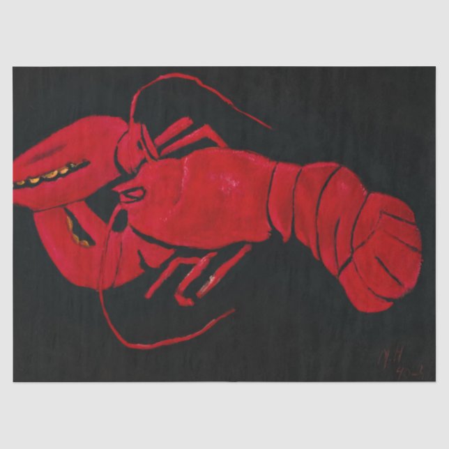 Papier Mousseline Homard sur Arrière - plan noir par Marsden Hartley (Recto)