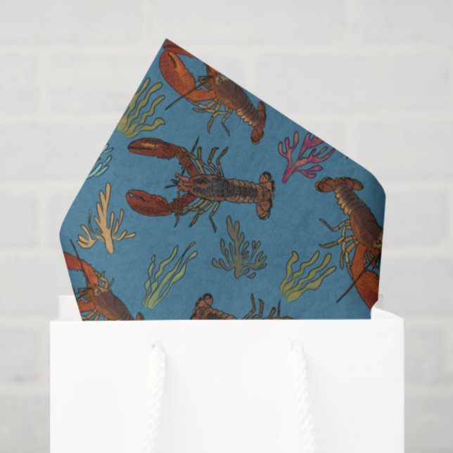 Papier Mousseline Homards en mer Motif Illustré (Sac cadeau)