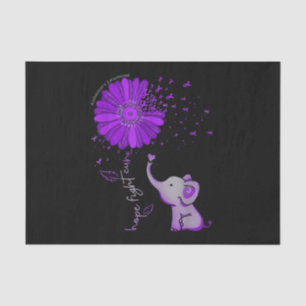Papier Mousseline Hope Fight Cute Elephant Alzheimer's Purple Ribbon