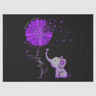 Papier Mousseline Hope Fight Cute Elephant Alzheimer's Purple Ribbon