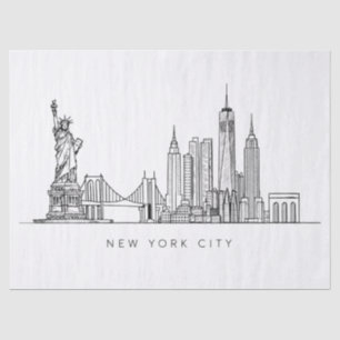 Papier Mousseline Horizon de New York minimaliste en ligne art