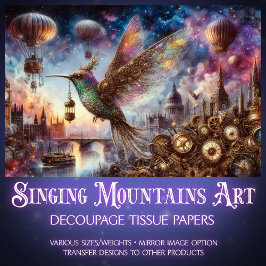 Papier Mousseline Horloge Colibri Aérien Steampunk Découpage