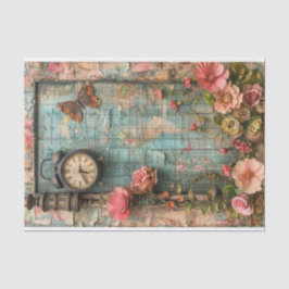 Papier Mousseline Horloge et papillon Média mixte