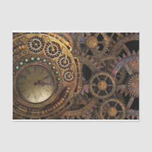 Papier Mousseline Horloge Steampunk Gears Decoupage