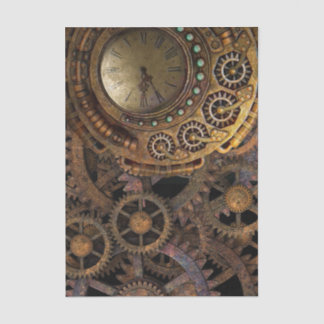 Papier Mousseline Horloge Steampunk Gears Decoupage