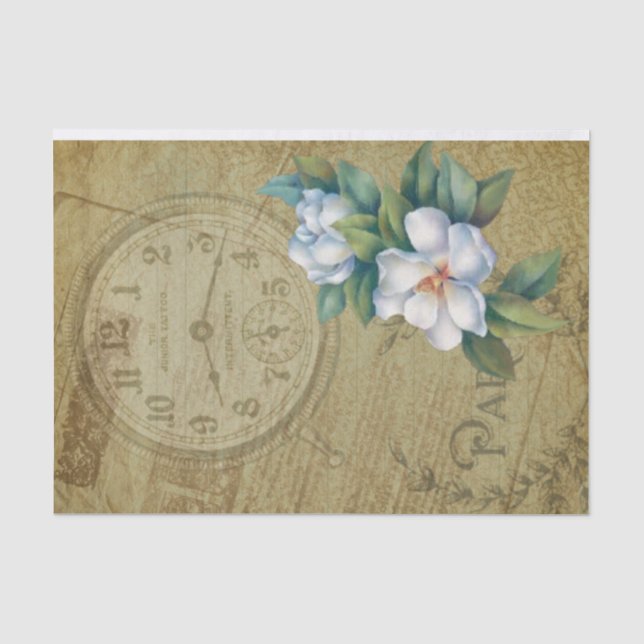 Papier Mousseline Horloge vintage (Recto)