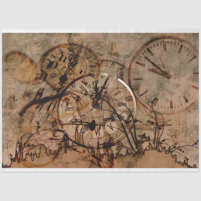 Papier Mousseline Horloges Collecte Ville Découpage Papier papier (Recto)