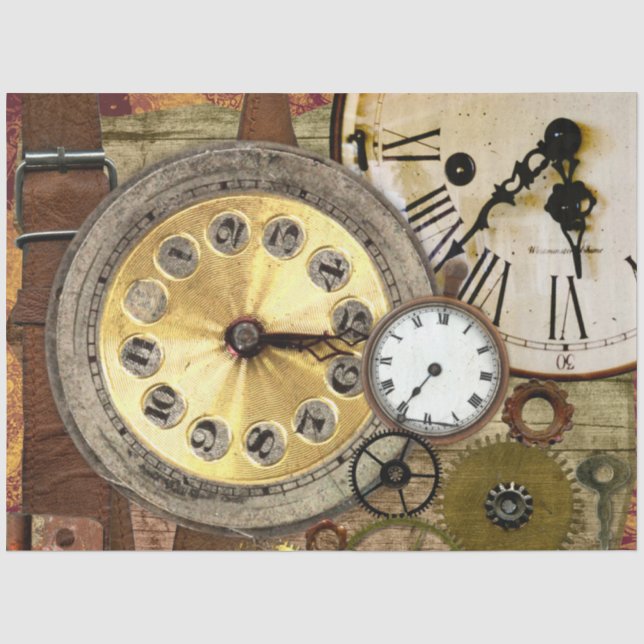 Papier Mousseline Horloges engrenages 33 Découpage Papier de tissus (Recto)