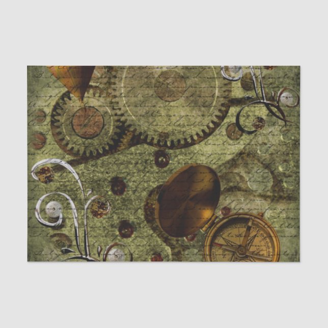 Papier Mousseline Horloges grunges et vitesses de Steampunk (Recto)
