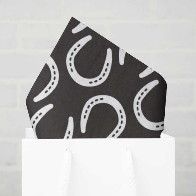 Papier Mousseline Horseshoes Black Equestrian Cowboy Horse Barn (Sac cadeau)