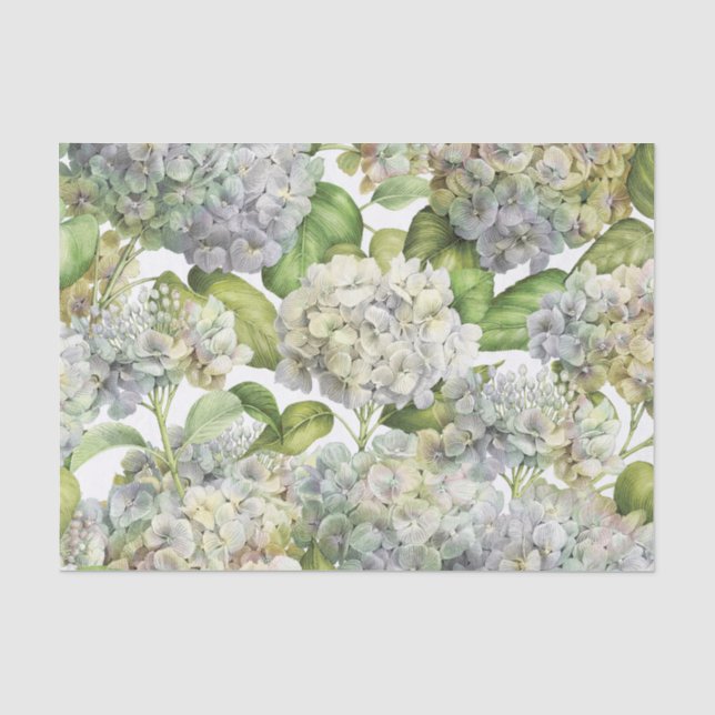 Papier Mousseline Hortensia bleu de lavande floral (Recto)