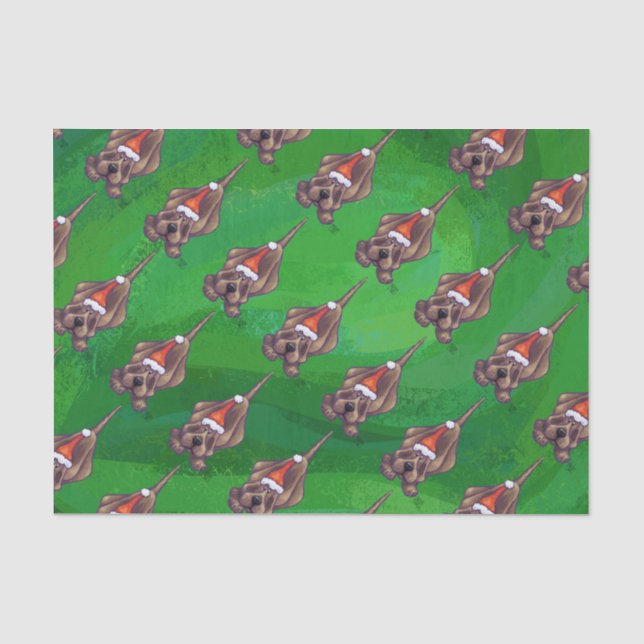 Papier Mousseline Hound Chien Noël sur Green (Recto)