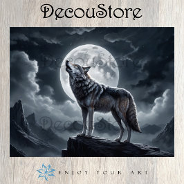 Papier Mousseline Howling Wolf Under the Pleine lune - Découpage