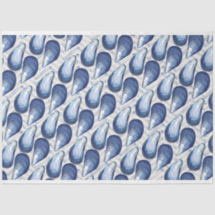 Papier Mousseline Huîtres bleues sur arrière - plan chevron