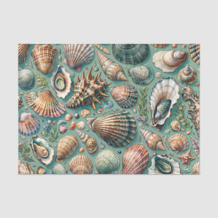 Papier Mousseline Huîtres et palourdes Coquillages Variété