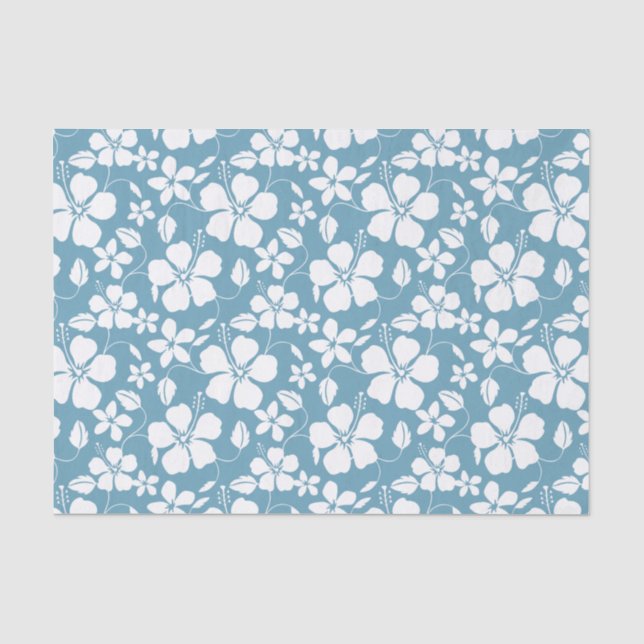 PAPIER MOUSSELINE HULA HAÏIENNE (HIBISCUS) ESCLAT BLEU (Recto)