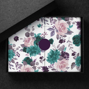 Papier Mousseline Humeur Bohème   Motif Violet Aubergine et Rose Sar