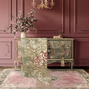 Papier Mousseline Hummingbird Patina dorée Embossée effet floral