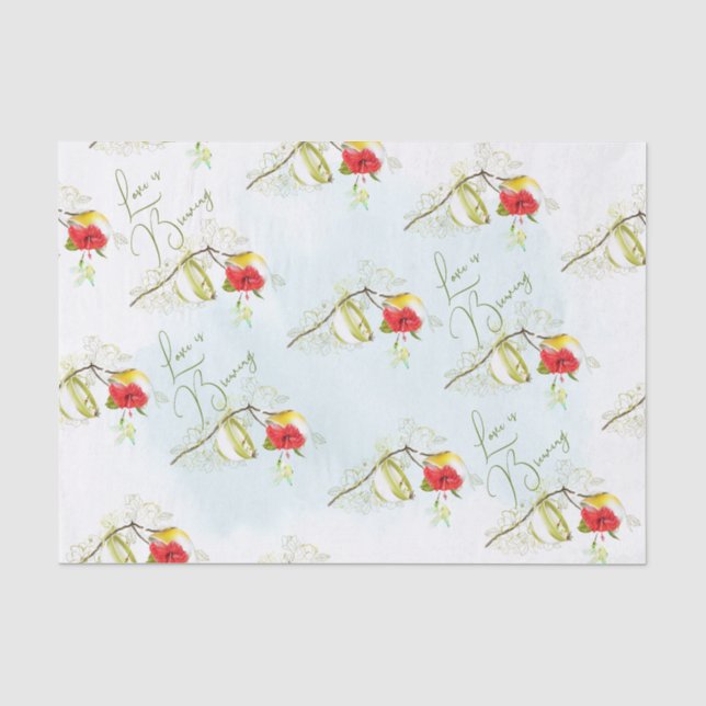Papier Mousseline Hummingbird Teacup Floral (Recto)