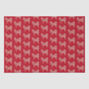 Papier Mousseline Husky Sibérien mignon chien Noël Silhouette Rouge