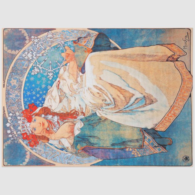 Papier Mousseline Hyacinth, Mucha (Recto)