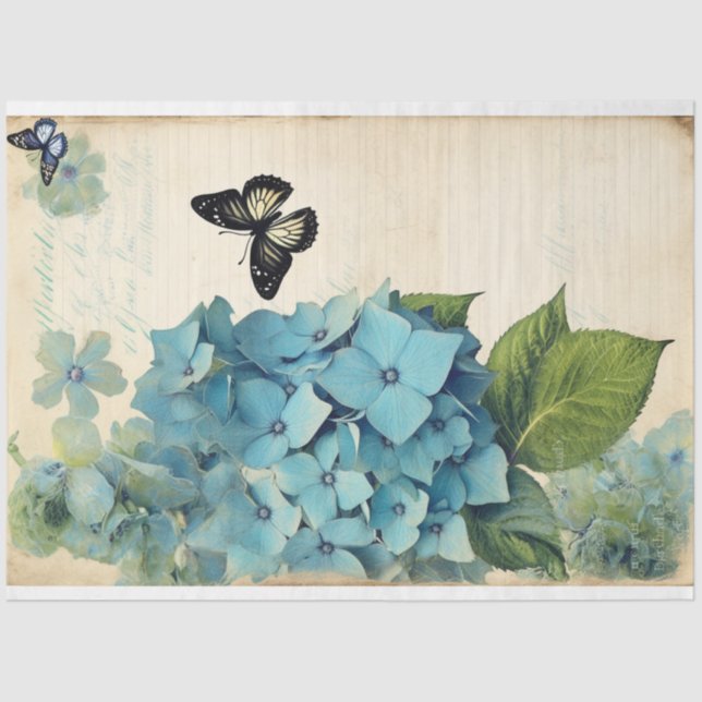 Papier Mousseline Hydrangea Blue dream ephemera (Recto)