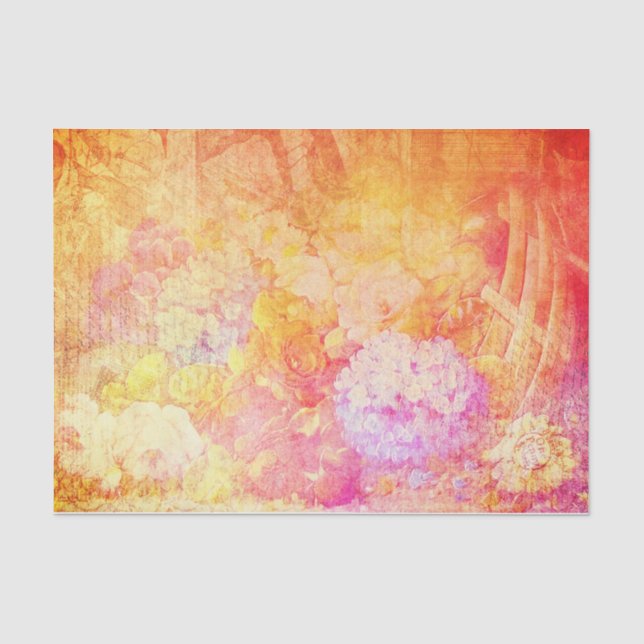 Papier Mousseline Hydrangea fleur rose jardin rose violet orange (Recto)