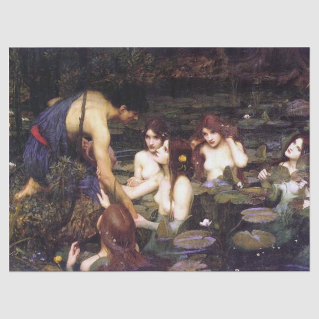 Papier Mousseline Hylas et les Nymphes, par J W Waterhouse Decoupage (Recto)
