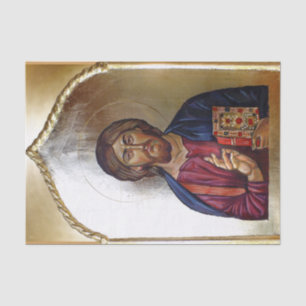 Papier Mousseline Icône bizantine de style du Christ Pantocrator