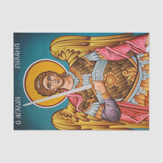 Papier Mousseline Icône chrétienne orthodoxe St. Michael Archangel (Recto)