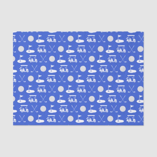 Papier Mousseline Icônes de golf bleu et blanc (Recto)