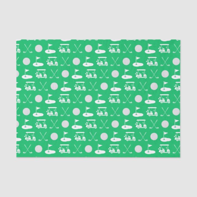 Papier Mousseline Icônes de golf vert et blanc (Recto)