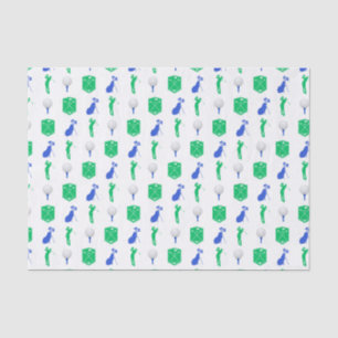 Papier Mousseline Icônes de golf vertes et bleues