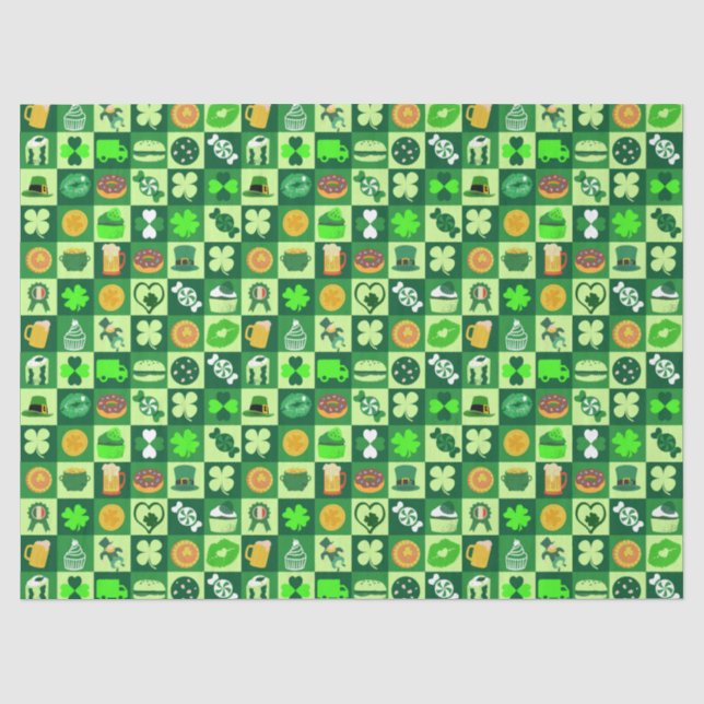 Papier Mousseline Icônes de la Saint-Patrick Motif sans couture (Recto)