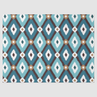 Papier Mousseline Ikat Motif Découpage Turquoise et Brown