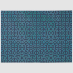 Papier Mousseline IKAT Tribal Motif Navy Turquoise Ethnic Decoupage