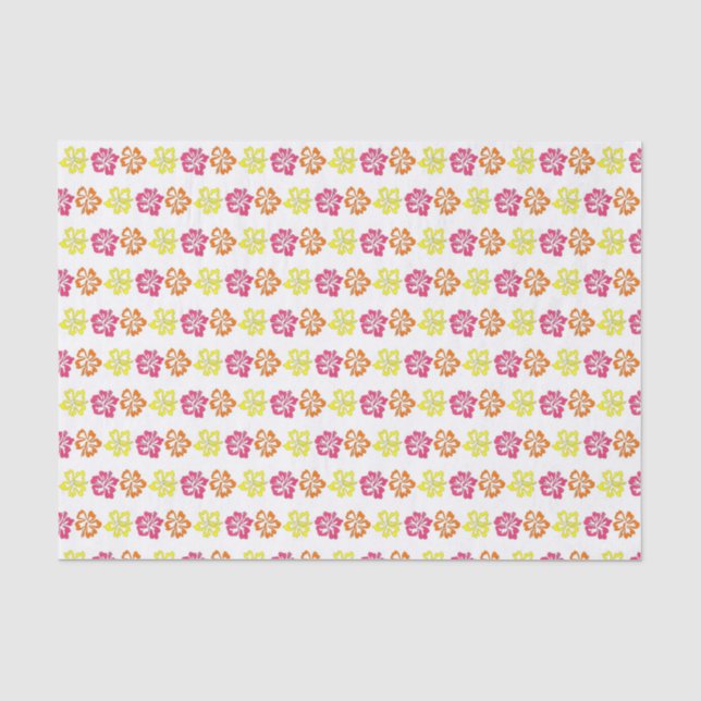 Papier Mousseline Île tropicale Luau Pink Hawaiian Hibiscus Floral (Recto)