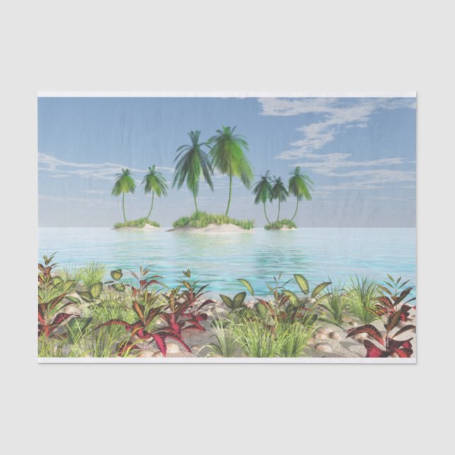 Papier Mousseline îles tropicales de palmier de la plage 3D (Recto)