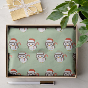 Papier Mousseline illusima M. Owl Christmas Light Green Tissue Paper