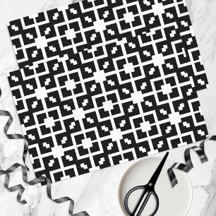 Papier Mousseline Illusion optique Motif géométrique noir et blanc